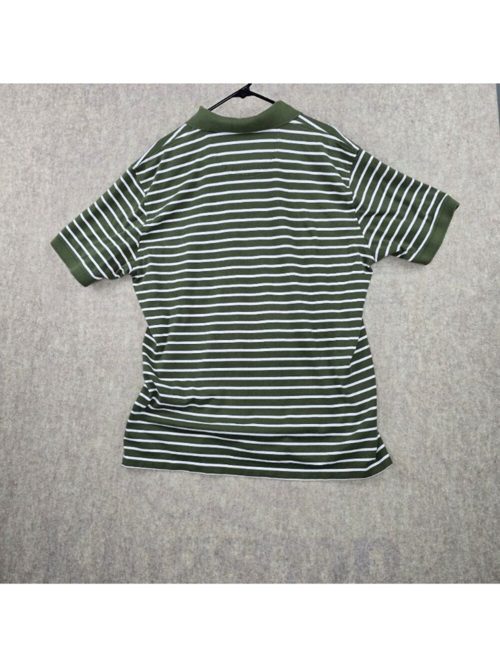 Van Heusen Men's Polo Shirt Green & White Stripes XL 100% Cotton Classic Fit - Picture 2 of 6
